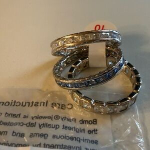 Dazzling Silver and Blue Gemstone Ring Trio